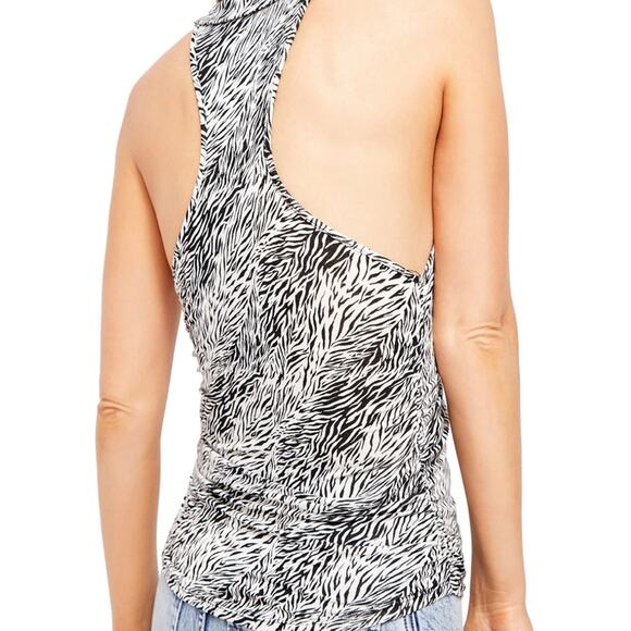 Free People Coco NWT Black & White Printed Ruched Tank Top. Racerback Women’s S - Picture 2 of 4